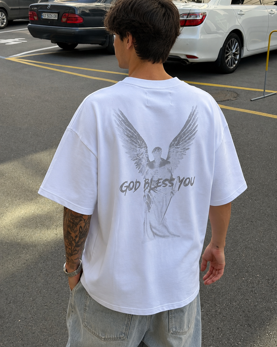 Чоловіча футболка GOD BLESS YOU - Біла